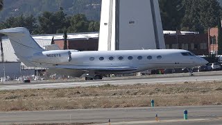 Elon Musks Gulfstream G650ER N628TS landing at Van Nuys Airport VNY [upl. by Kanya]