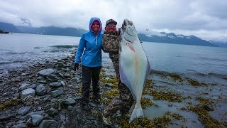 Giant Alaskan Flat Fish Catch Clean Cook I ALMOST LOST MY EYE Millers Landing Seward Ak [upl. by Drarreg541]