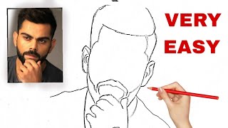 How to draw Virat Kohli Drawing step by step [upl. by Dyke]