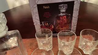 Paksh Novelty Whiskey Decanter Set 7 Piece Italian Crafted Glass Decanter amp Whiskey Glasses Set Rev [upl. by Reina]