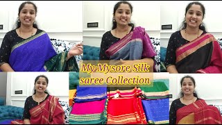 My KSIC Mysore silk Saree Collection  My Best Mysore Saree collection  Kannada vlogs [upl. by Ezechiel402]