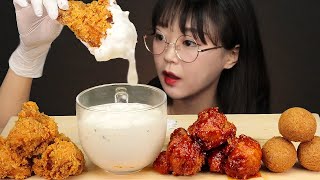 ASMR  SUB  후라이드 amp 양념치킨 치즈볼 먹방 뿌링클소스까지 CHICKEN CHEESE BALL amp BBURING SAUCE EATING SOUNDS MUKBANG [upl. by Ardell]