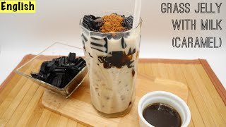 How to make Grass Jelly with Milk  Grass Jelly Brown Sugar Milk [upl. by Anerahs916]