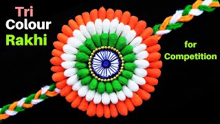 DIY Indian Tricolour Rakhi  Rakhi making for competition 2021 [upl. by Gnilrets508]