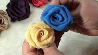 DIY How to make Fabric Flowers Roses Satin Chiffon Tutorial [upl. by Latoyia674]