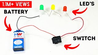 How to Connect Multiple LEDs with 9V Battery Switch in Series Connection  Simple Electric Circuit [upl. by Ahtnama]