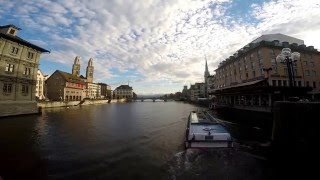 Limmatschiff Zürich Schifffahrt auf der Limmat bei Zürich Stadt Zürich Schweiz [upl. by Tocs]