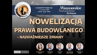 WEBINAR WSDB  Nowelizacja Prawa Budowlanego  najważniejsze zmiany [upl. by Anaila]