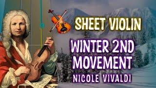 Play Vivaldi  Winter 2nd movement on VIOLIN very EASY with TABS Sheet Violín and Tabs [upl. by Eislehc299]