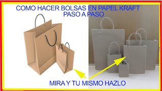 como hacer bolsas con papel KRAFT paso a paso muy fácil de hacer todo en forma manual y MUY ÚTIL [upl. by Koby]