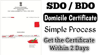 Domicile Certificate in West Bengal 🧾 SDO Domicile Certificate For Defiance 🧾 How to Apply Domicile [upl. by Samira]