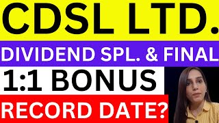 CDSL bonus announcement  CDSL 2 big news today CDSL dividend  stocks  CDSL share target  bonus [upl. by Rehotsirhc]