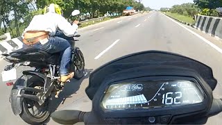 Dominar 400 VS Pulsar NS 200  Drag race  Top End  160 KMPH [upl. by Ambrosius]