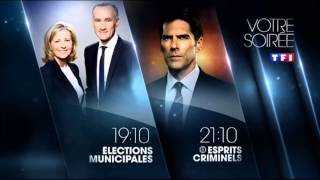 Ba Election Municipale 19h10  Esprits Criminel 21h10  LAmour Sans Preavis ce soir HD1 TF1 [upl. by Follmer]