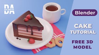 Cake  Blender tutorial  FREE 3D MODEL [upl. by Thorrlow]