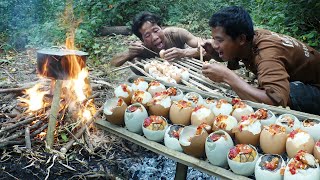 Wow Delicious find a lots Eggs in forest for food cook eggs in Jungle Living In Jungle [upl. by Fredric]