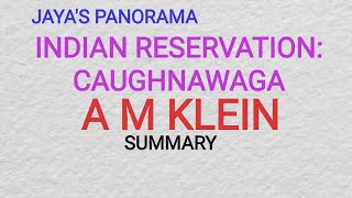 INDIAN RESERVATION CAUGHNAWAGA BY A M KLEIN  SUMMARY [upl. by Ninaj]