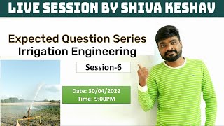 Expected Question SeriesIrrigation Engineering session 6 I TSPSC I AEEI CIVIL ENGINEERING [upl. by Arie]