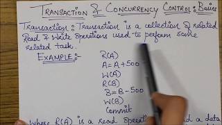 TRANSACTION AND CONCURRENCY CONTROL  BASICS amp ACID Properties [upl. by Izaak]