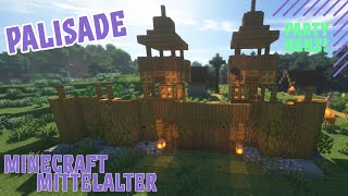 Palisade oder Mauer mit Tor bauen  Minecraft Mittelalterlich Bauen Tutorial GermanDeutsch [upl. by Rosena937]