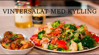 Kyllingsalat  Vintersalat med glasert kylling  15 min [upl. by Merkley]