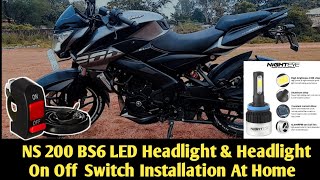 Pulsar NS 200160 BS6 2022 LED Headlight Installation  Headlight On Off Switch Installation At Home [upl. by Schechinger988]