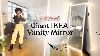 DIY Full Body Vanity Mirror IKEA Hovet Mirror Hack [upl. by Ardnikat]