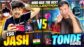 Tsg Jash Vs Tonde Gamer 😱  Richest Collection🤑 Versus Between Nepal amp India Garena Free Fire [upl. by Ardnikat]