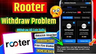 Rooter App Free Fire Max Diamonds Redeem Problem Solve Trick  Rooter App Se Diamonds Kaise Le 2024 [upl. by Kilbride]