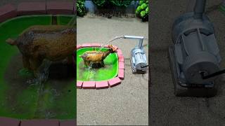 Mini tractor making mini motor water pump project horse water bathed shorts shortvideo  313 [upl. by Ithnan]