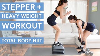 HIIT Workout with Step amp Heavy Dumbbells 22 Mins [upl. by Yllom951]