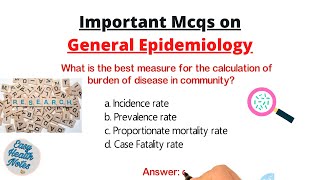 Important mcqs on Epidemiology with answersSocial and Preventive medicine [upl. by Alithea764]