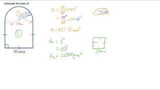 Area of Compound Shape  Square and Semicircle [upl. by Teik]