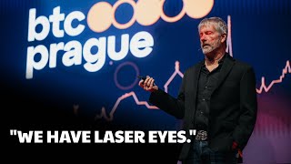 WE HAVE LASER EYES  Michael Saylor at BTCPrague 2023 [upl. by Akcinehs]