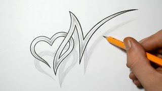 Letter N and Heart Combined  Tattoo Design Ideas for Initials [upl. by Alket]