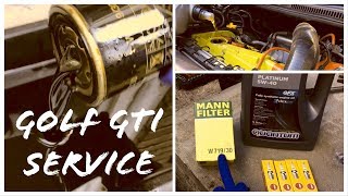 VW GOLF MK4 GTI SERVICE HOW TO SERVICE A GOLF MK4 IV OIL AND SPARKPLUG CHANGE [upl. by Rainah219]