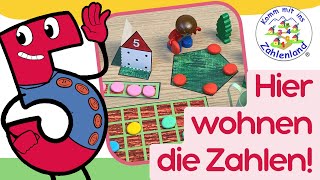 Zahlen lernen I Die Zahl Fünf und ihre Nachbarn erzählen über ihr Zahlenland Zuhause [upl. by Nosittam]