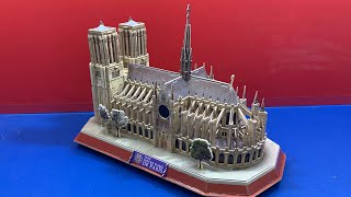 DIY Craft Instruction 3D Puzzle Cubicfun Notre Dame De Paris with LED [upl. by Guzel381]