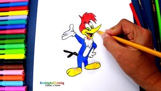 How to draw Woody Woodpecker  Cómo dibujar al Pájaro Loco paso a paso [upl. by Geneva]