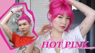 DYEING MY HAIR HOT PINK  athome DIY [upl. by Imac661]