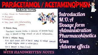 Paracetamol  Acetaminophen  MOA  Pharmacokinetics  Uses  Adverse Effects  Part  1 [upl. by Darnok]