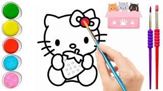 How to draw a Hello Kitty Step by Step  Drawing and Colouring Hello Kitty [upl. by Anaeel]