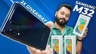 Samsung Galaxy M32 Unboxing And First Impressions  2X Giveaway ⚡ 90Hz sAMOLED 6000mAh 64MP amp More [upl. by Daj303]