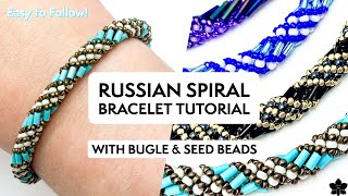 How to Russian Spiral Beading Stitch Bracelet Tutorial [upl. by Naira]