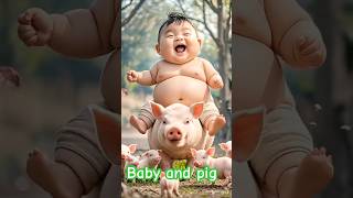 Baby and pig so cute shorts shortvideo [upl. by Acsirp]