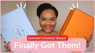 FINALLY  MUST HAVE  Designer Shoe Unboxing  Best Sandals For Spring Summer 2023 Hermes amp Prada [upl. by Eizzik716]