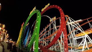 Night Ride on Olympia Looping Volume UP Back seat roller coaster POV Oktoberfest Germany [upl. by Clayborne]