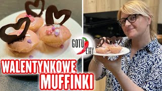 Walentynkowe muffinki 🧁 Z czekoladowym sercem ❤️ GOTUJEMY [upl. by Radford]