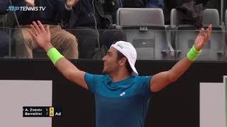 Matteo Berrettini Great Points in Win vs Zverev  Rome 2019 [upl. by Yerhcaz]