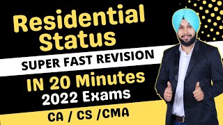 Residential Status Revision  20 Minutes  Income Tax Revision  May 2022  CA Inter  CMA  CS [upl. by Arabele]